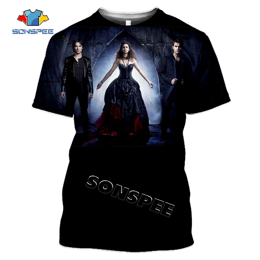 SONSPEE The Vampire Diaries 3D Printing T-shirt Summer Men Casual tshirt Streetwear Hip hop Short sleeve Top Women Tee Clothing (8)