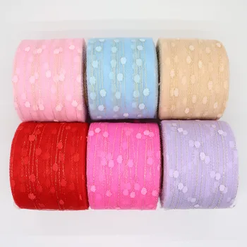 

25Yards/roll 6CM Width Gold Thread Tulle Roll Organza Baby Shower Party Supplies DIY Hair Bows Handmade Materials