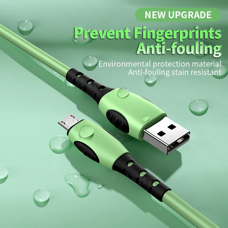 Micro USB кабель для передачи данных 2.4A Быстрая зарядка жидкий силиконовый Samsung S6 Xiaomi
