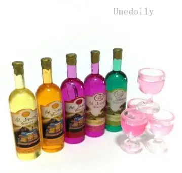 1 комплект Мини бутылки для шампанского+ бокал для вина чашки для миниатюрного кукольного домика кухня Scence ролевые игры Кукла еда игрушка