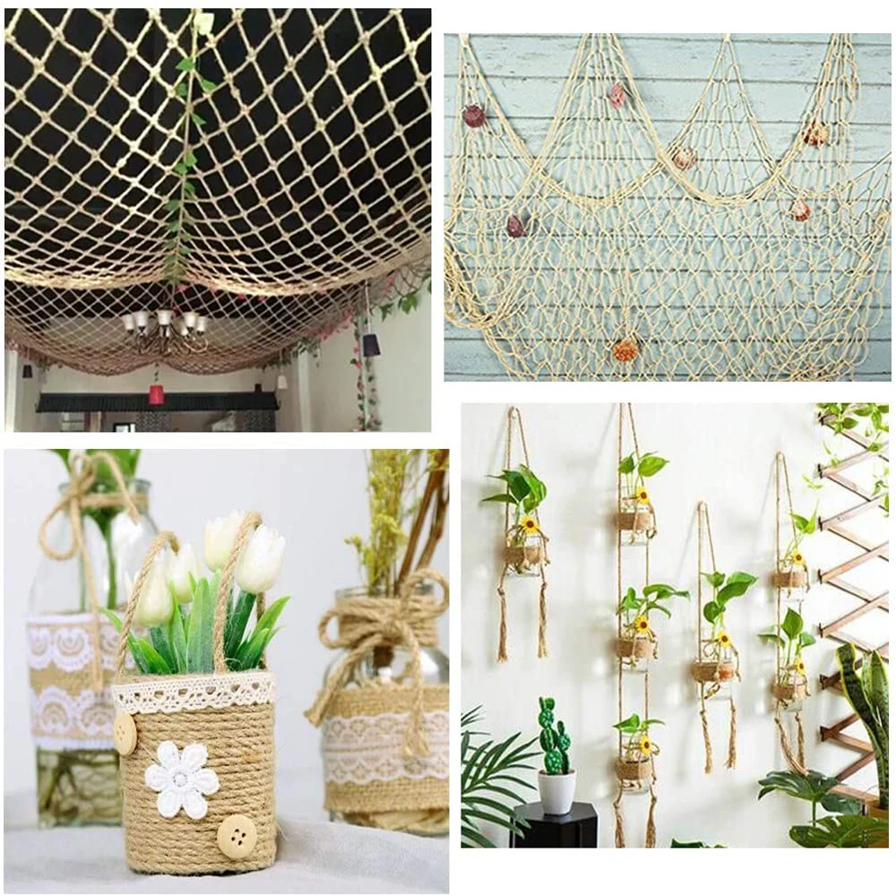 Jute Rope 1-10mm Natural Jute Twine Vintage Jute Rope Cord String Twine Burlap For DIY Crafts Gift Wrapping Gardening Wedding Decor 2-100M