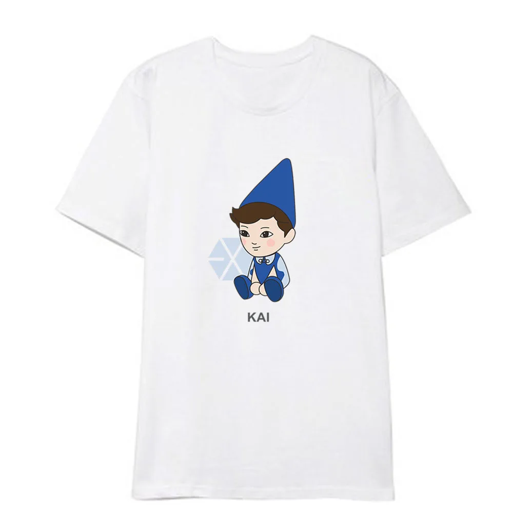 Футболки с героями мультфильмов, EXO BAEKHYUN KAI xiumin, новая модная повседневная Летняя футболка
