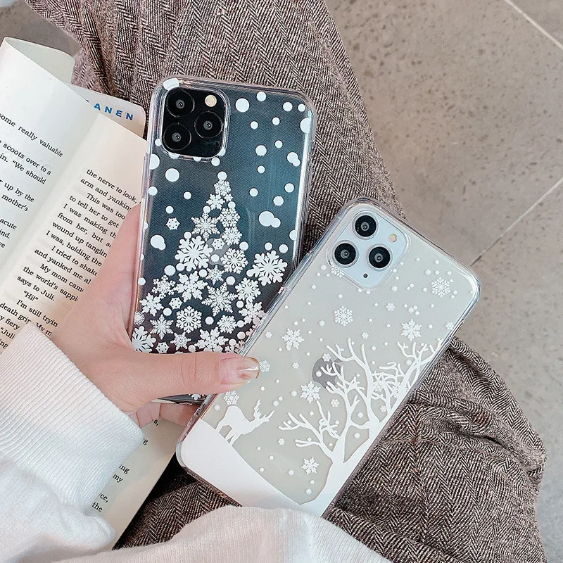 Чехол с рождественской елкой снежинками для iPhone 11 Pro Max X XS чехол для Max XR Snowing Мягкий силиконовый чехол для iPhone 6 6S 7 8 Plus Coque