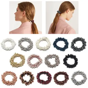 

New 14pcs Pearls Beads Hair Ties Elastic Hair Bands For women Hair Rope Scrunchies Ponytail Holders Rubber Hair Accessories