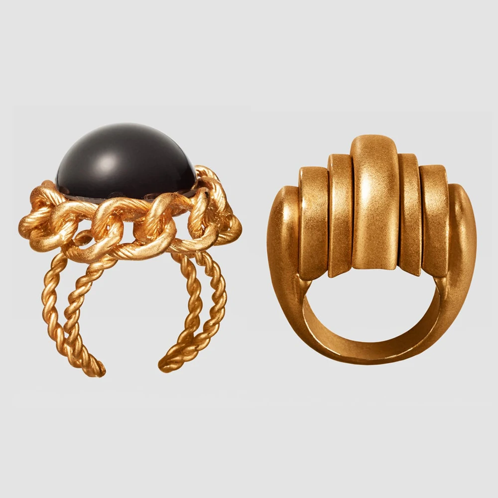 Лучшие Леди ZA «Double Eleven» Винтаж золота обручальные кольца для Для женщин свадебные каменные, в стиле бохо для девочек вечерние кольца ювелирные изделия Лидер продаж