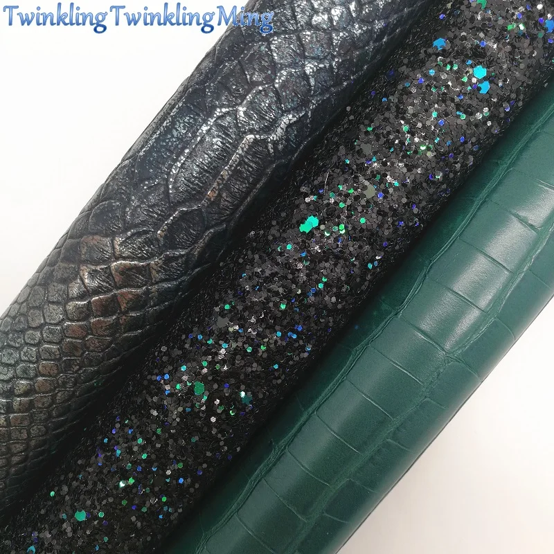 

Mixed Colors Glitter Fabric, Snake Crocodile Synthetic Leather Fabric Sheets For Bow A4 21x29CM Twinkling Ming XM678