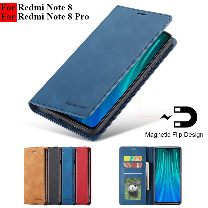 Чехол для Redmi Note 8 Pro откидной Магнитный чехол телефона Xiaomi кожаные винтажные