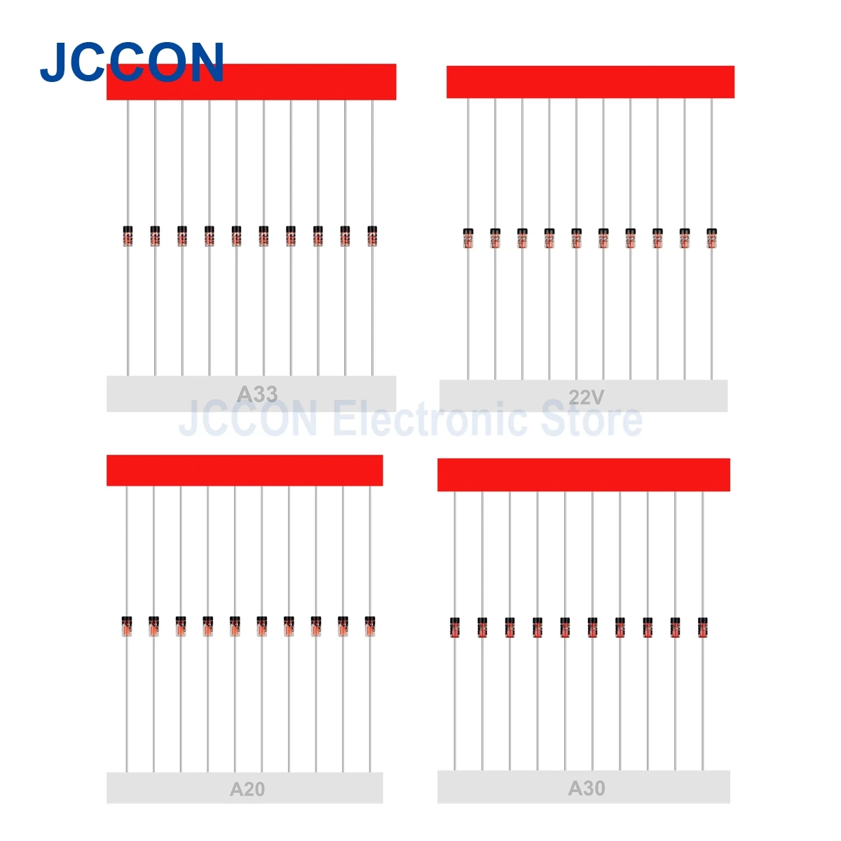 270Pcs Zener Diode Assorted kit 12W 0,5 W (2V4 zu 33V) 2,4 V-3,3 V 3V 3V3 3V9 4V7 5V1 7V5 8V2 10V 12V 15V 16V 18V 20V 27 Werte – Detail 11