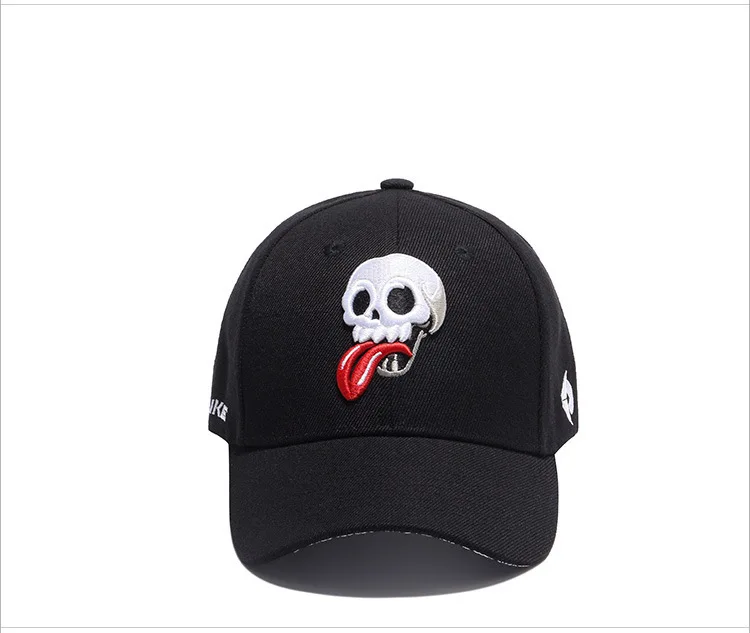 Вышитая бейсболка с черепом для мужчин и женщин панк хип хоп Snapback шляпа изогнутый край кости унисекс модная бейсбольная Кепка Gorras