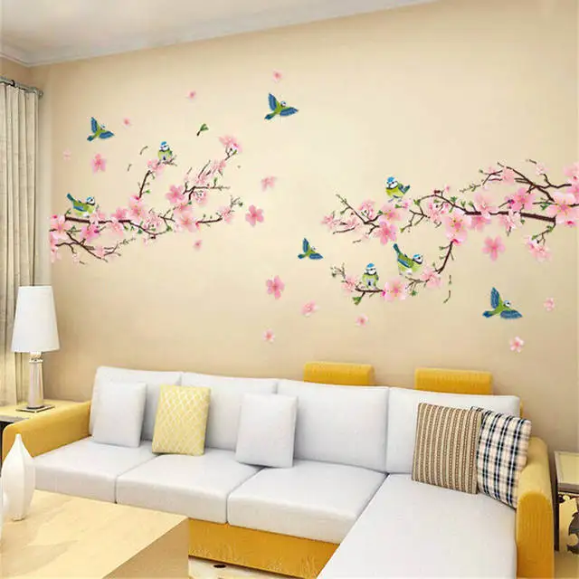 Pink Flower Blossom Tree Wall Decal For Kids Room Removable PVC