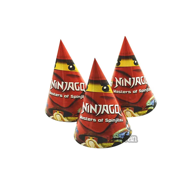 Мультфильм ninjago ниндзя печатных Вечеринка дня рождения событие детский Декор картонный шапки кепки 6 шт./лот для детей мальчиков Веселые декорации
