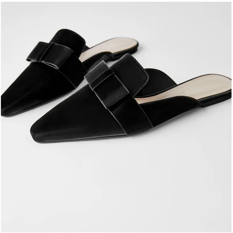 black bow mules