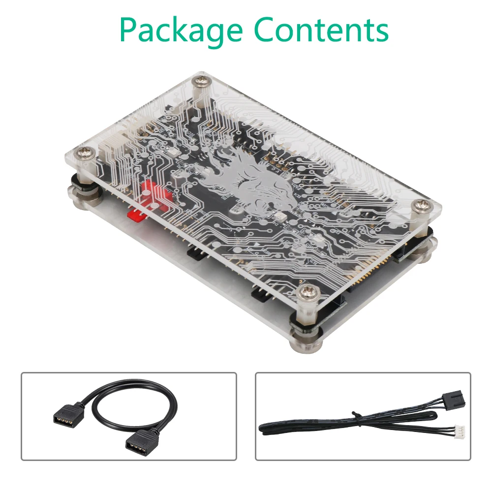 

Newest Version 2 in 1 6-ways 12V ARGB and 12V PWM DC Fan Hub with Acrylic Case and Magnetic StandoffÂ for ASUS/MSI 12V 4Pin LED
