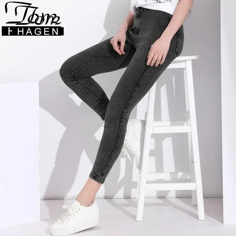 Женские джинсы эластичные облегающие хлопковые леггинсы однотонные черные
