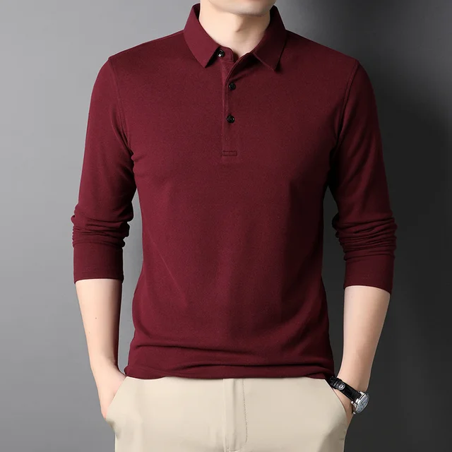Long Sleeve Polo Shirt Men 