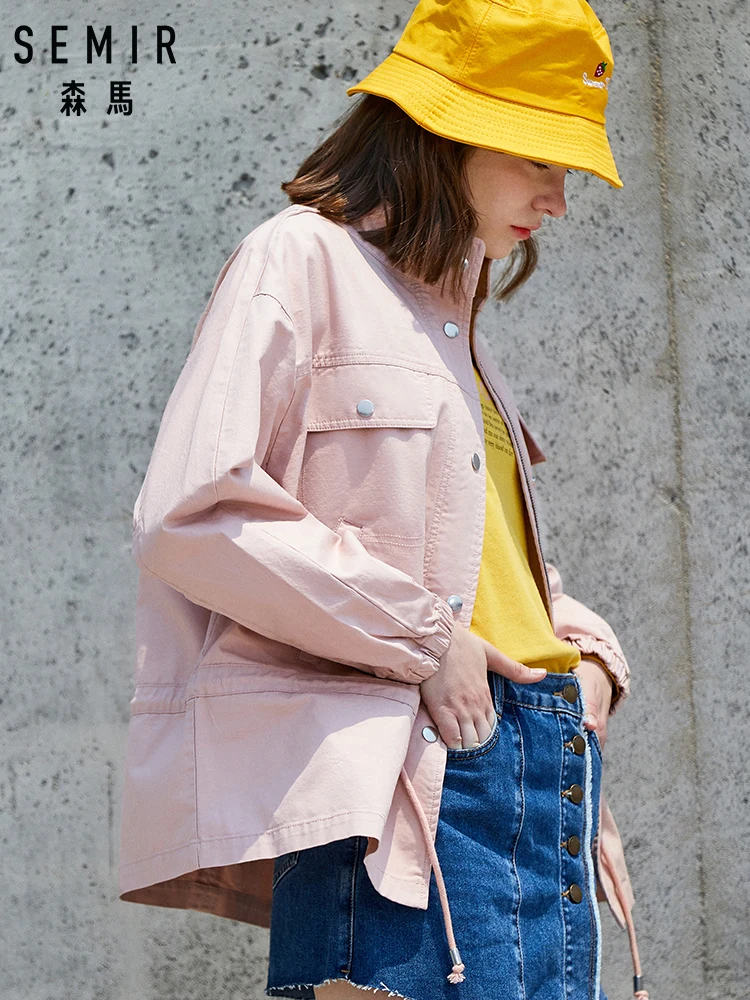 price reduction  SEMIR 2019 Coat women Ladies Suede Leather Jackets Zip Up Biker Female Casual Coats Woman Flight Ja