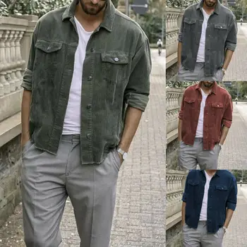 

Stylish 2019 Men's Spring Autumn Brand Clothing Patch Pocket Jacket Coat Men Slim Fit Corduroy Solid Buttoned Plus Size M-3XL