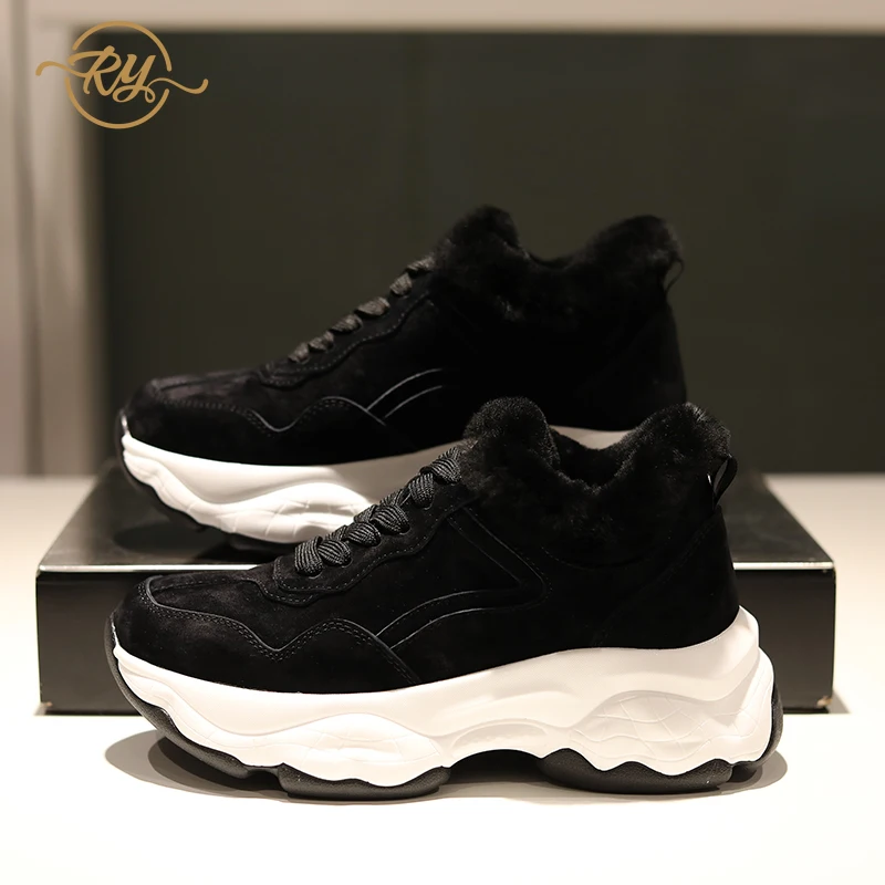 RY RELAA женские кроссовки 2018 Женская Роскошная обувь из натуральной кожи INS меховые