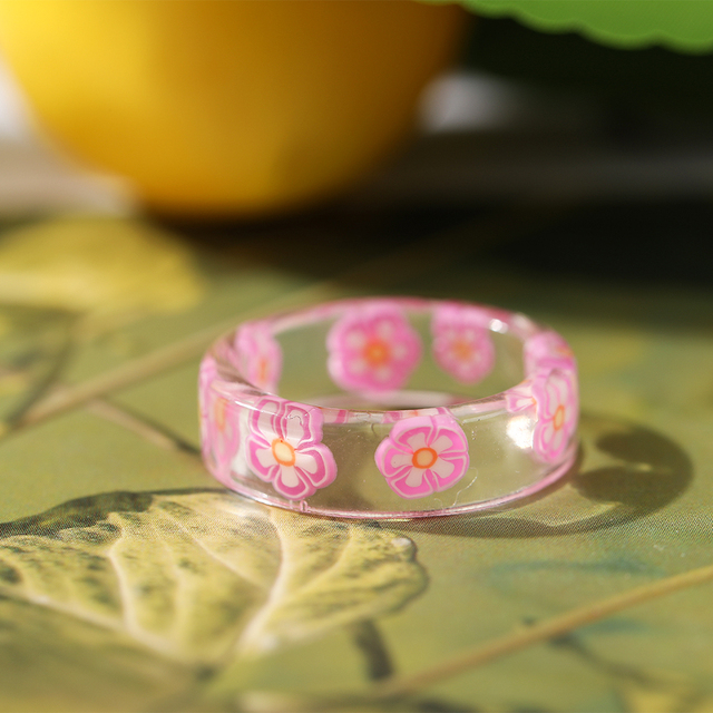 Fashion Acetic Acid Flower Rings for Women Lady Personality Leopard Acrylic Opening Adjustable Rings Finger Jewelry Gift