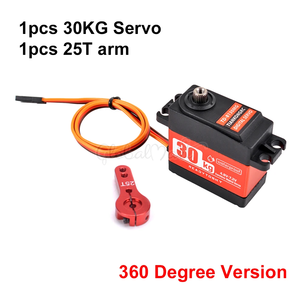 1x30kg 360Degree Arm Водонепроницаемый 20 кг 25 кг 30 кг 35 кг большой крутящий момент цифровой Бессердечный сервопривод алюминиевые металлические шестерни 25 т рычаг для RC автомобиль гусеничный лодка самолет - Цвет: 1x30kg 360Degree Arm
