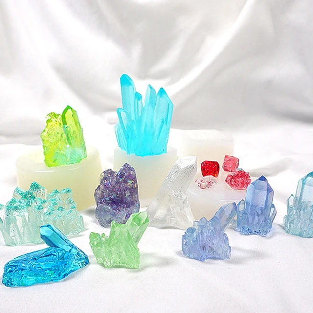 8PCS Crystal Cluster Silicone Molds Epoxy Resin Pendant Mold Jewelry Making  DIY