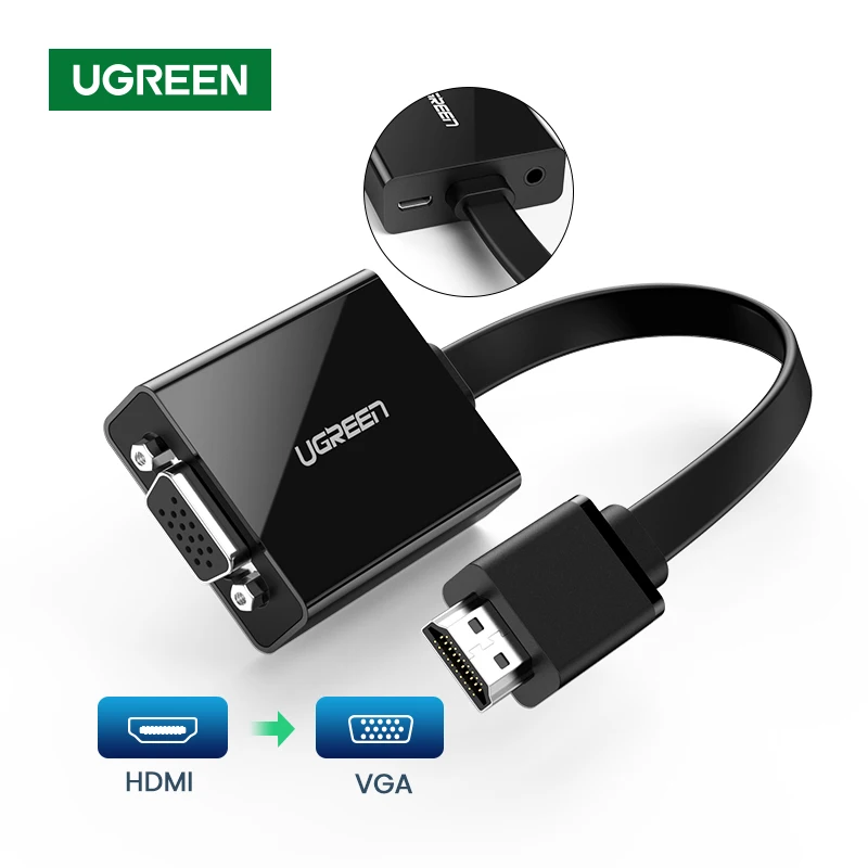 Ugreen HDMI к VGA адаптер конвертер для PS4 Raspberry Pi ноутбука в 1080P штекерным женское аудио