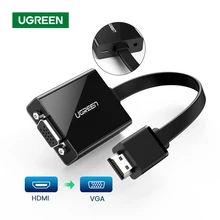 Ugreen-Convertidor de adaptador HDMI compatible con VGA para PC, VGA a HDMI, compatible con 1080P macho a hembra, Cable de Audio y vídeo, Conector de 3,5mm