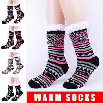 

1 Pair Women Lady Indoor Knit Socks Warm Thicken Cozy Anti-slip for Winter Home QL Sale
