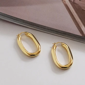 

Peri'sBox O Shape Bright Matte Solid Gold Hoop Earrings Thick Oval Geometric Earrings Minimalist Earrings Stars Design 2019 New