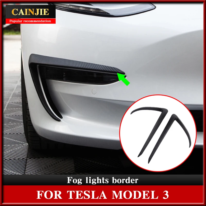 Для Tesla Model 3 2021 аксессуары из углеродного волокна ABS Model3 Противотуманные фары