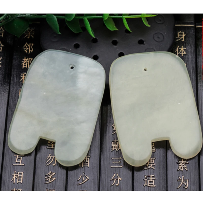 1Pcs Natural Jade Stone Guasha guasha Board Comb Shape Massage Hand Massager Relaxation Comb Health Care Beauty Tool