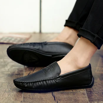 

Comfortable Soft Split Leather Shoes Men's Slip on Lazy Single Shoes Spring Autumn Casual Loafers for Man Moccasin Shoes