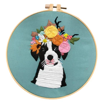 

Dog Pattern DIY 3D Embroidery Kit Hand Embroidery Starter Kit for Beginners Needle Arts & Craft TB Sale