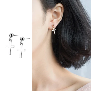 

Mocanie Authentic 925 Sterling Silver Tassel Simple Cross Dangle Earring for Women Light Beads Drop Earring Fine Jewelry Brincos