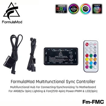 

FormulaMod Fm-MFC Sync Controller For ARGB(5v 3pin) Lighting & Fan(2510-4pin) Power/PWM, Hub For Connecting/Sync To Motherboard