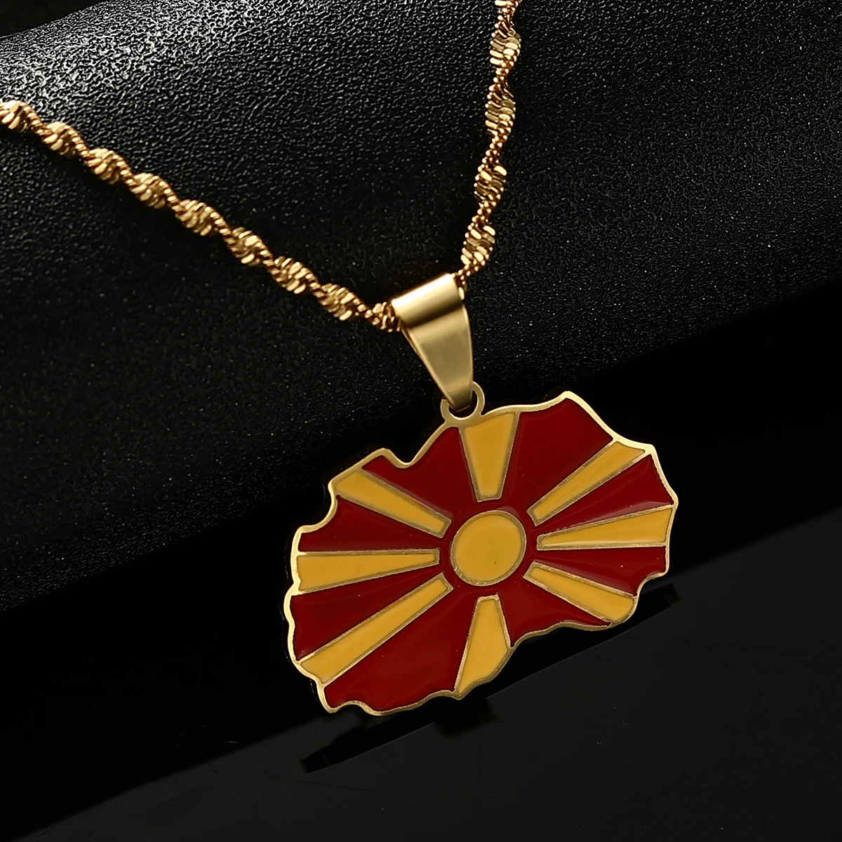 North Macedonia Map Pendant Necklaces For Women Girls Pendant Chain Jewelry 4