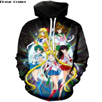 

2020 Kawaii Shirt men wemom Tops hoodie sweatshirt Harajuku Sweet 3D Print Sailor Moon Loose Plus Size streetwear Femme -1