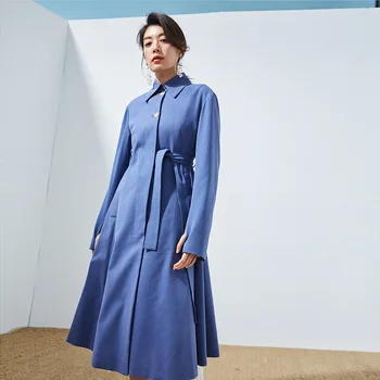 

Trench Coat for Women Runway Clothes Loose Windbreaker Long Duster Women 2019 Autumn Fashion High Quality Designer Brands Coats