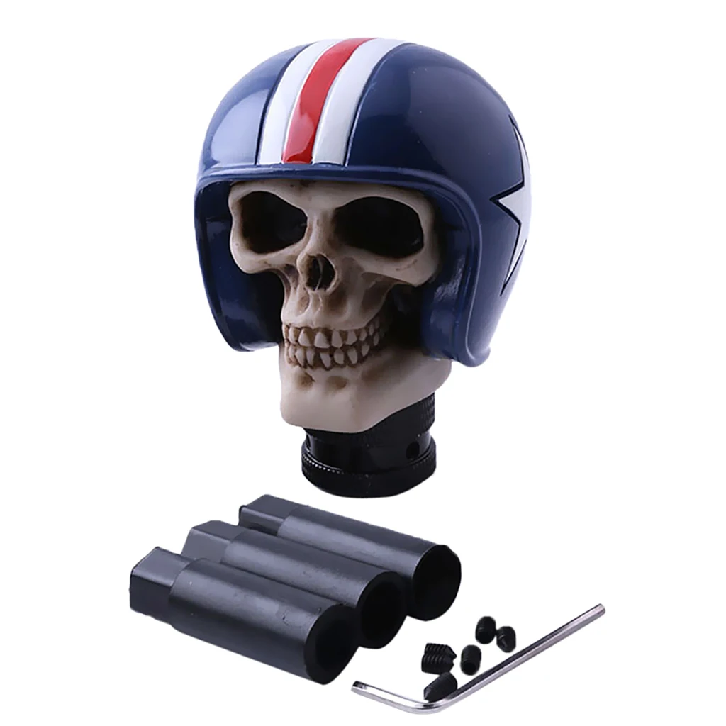 Car Manual Gear Stick Shift Knob Blue Skull Cover Handle Shifter Lever