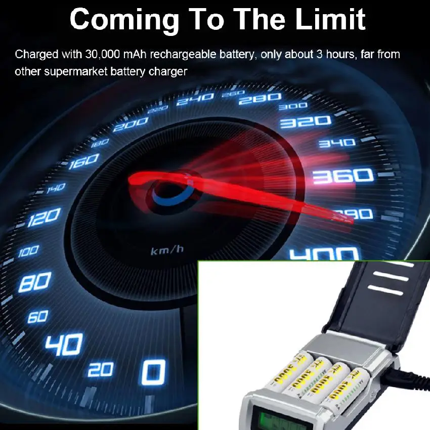Intelligent Smart Battery Charger with High-quality 4-slot LCD Display Universal AAA Charging