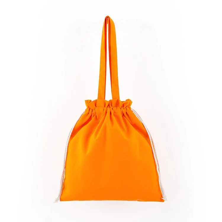 new blank portable drawstring canvas bag hot shoulder bag cotton cloth boutique tote bag large capacity shopping bag - Цвет: 16