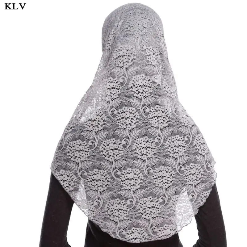 Женский 2 шт. полный вязаный крючком цветочный кружевной Amira мусульманский хиджаб сплошной цвет Солнцезащитный головной шарф с внутренней трубкой подшарф Шапка капюшон