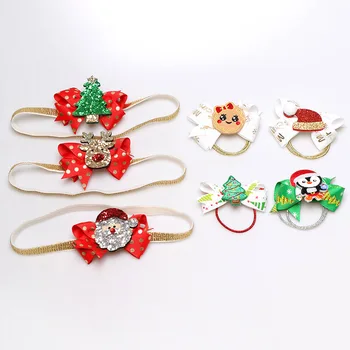 

2019 Christmas Style Hairbands Fashion Girls Headbands 24pcs Children Santa Claus Hairbands Penguin ChristmasTree Bows Headwear