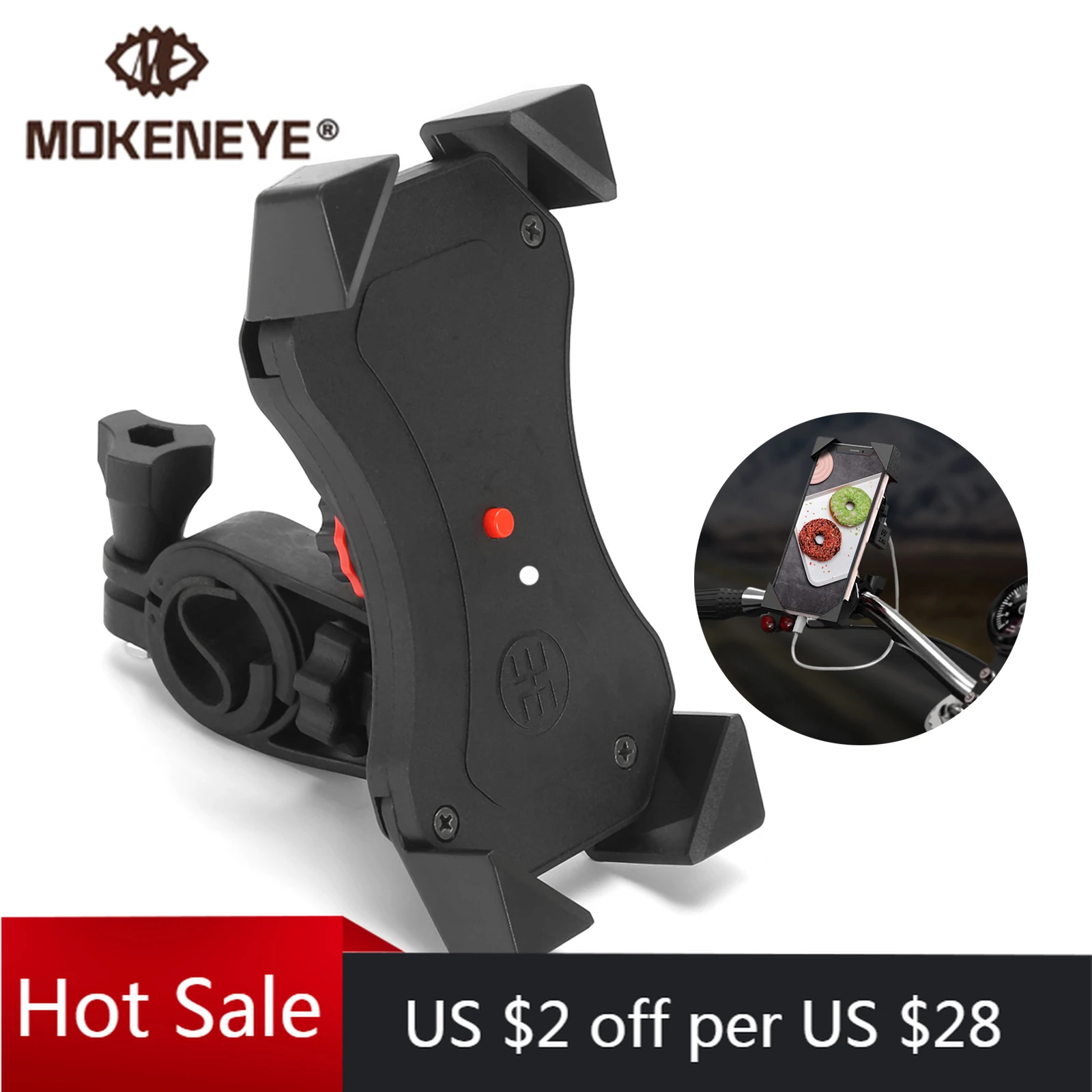 Bicycle Motorcycle Phone Handlebar Stand Adjustable Bike Phone Holder Rearview Mirror Mount Clip Bracket For 4-6 Inch Cellphone
