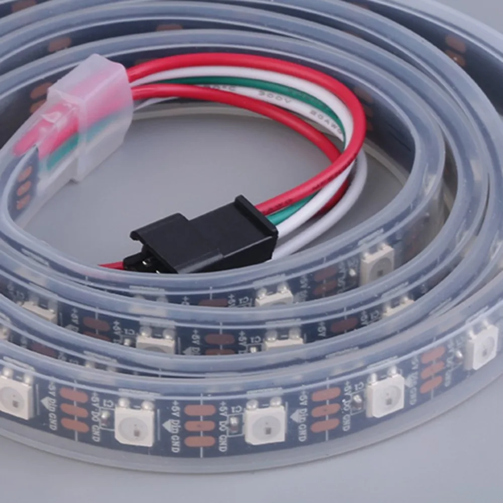 1 м 60 Светодиодный светильник WS2812B 5050 RGB Светодиодная лента Водонепроницаемый адресуемый черный корпус Новое поступление бренд