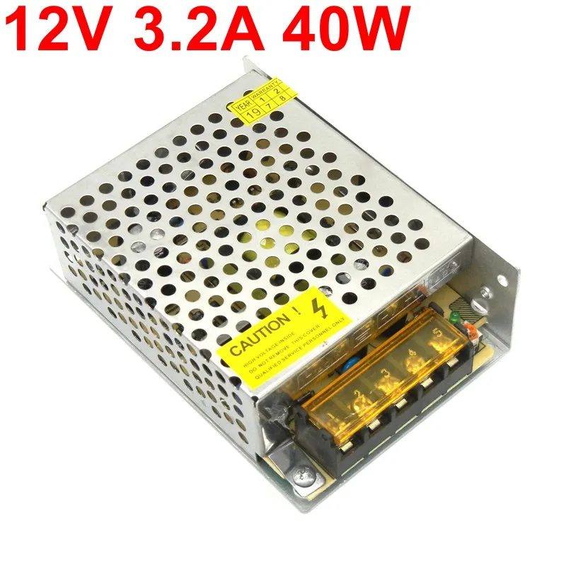 

40W LED video camera switching power supply output 12V 3.2A 40W DC transformer input 110V 220V for led light strip