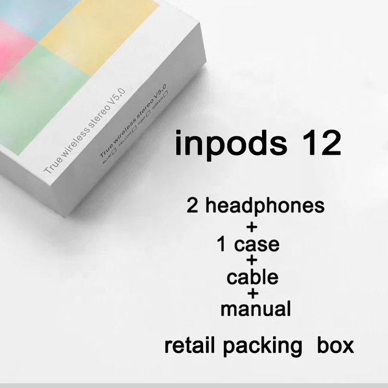100pcs/lot inPods 12 TWS Wireless Headset Bluetooth Touch Sport i12 tws Earphones Stereo For iPhone Xiaomi Samsung Android Phone