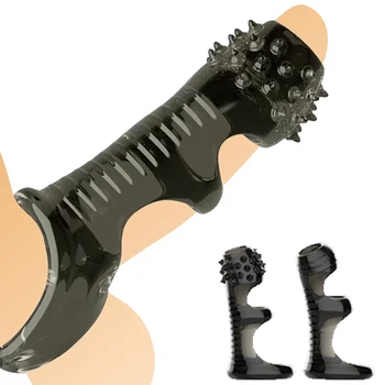 Reusable Penis Sleeve Big Penis Extender Condom Extension Dick Enlargemen Sex Toys For Men Enlargement Time Delay Accessories 2