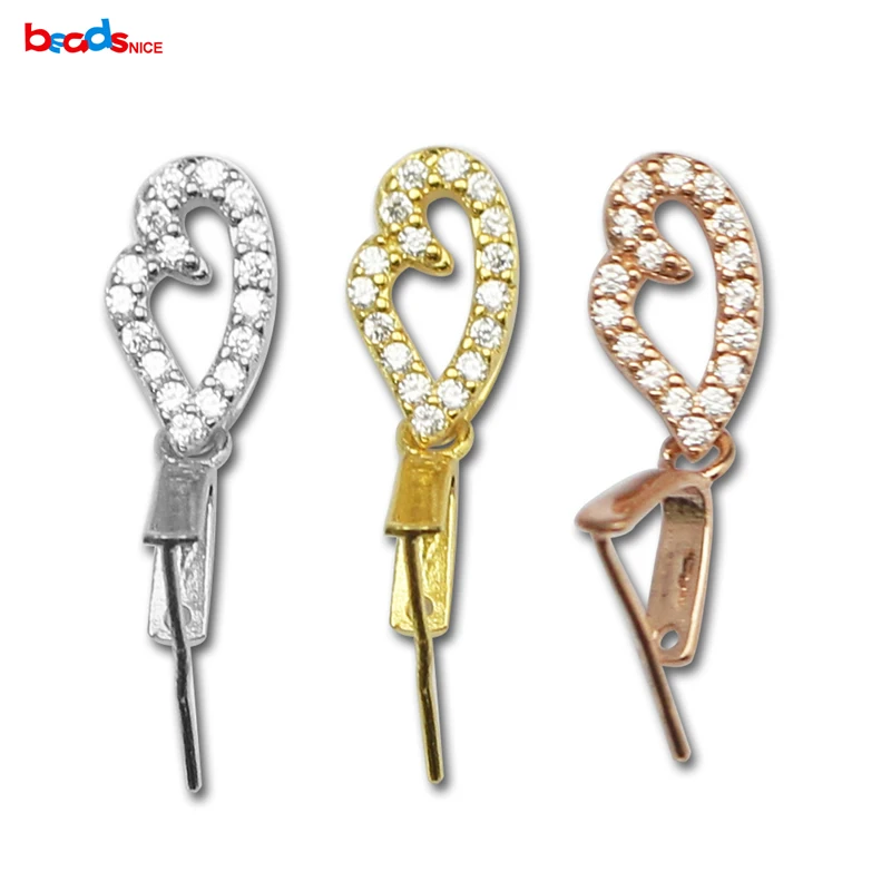 Beadsnice Твердое Серебро 925 соединители под замком Серебряная Зажимная подвеска-Бейл Застежка для DIY персонализированных подвесок ID34622