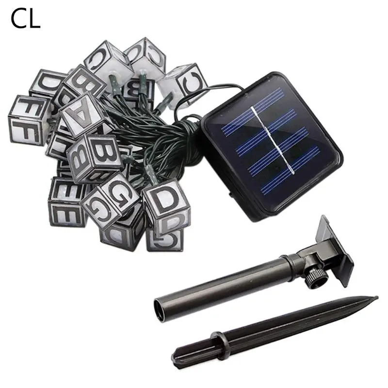 30 LEDs String Light Solar Powered Letters Printed Decorative Lamp Party Garden
